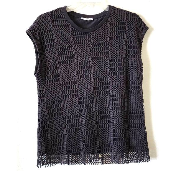 Zara Dark Gray Knit Top Tank Shirt Blouse Small - Picture 2 of 8